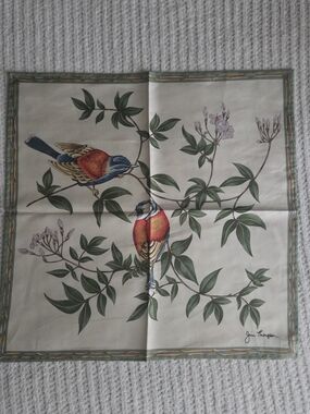 Vintage Jim Thompson 100% Silk Scarf Birds Floral Thai Silk